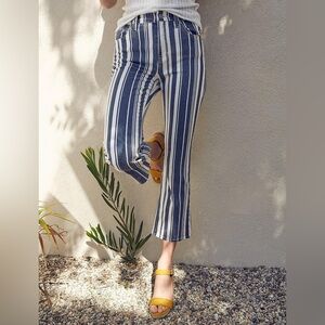 Lucky Brand Bridgette Mini Boot Cropped Flare Striped High Rise Jeans